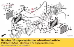 Ici, vous pouvez commander le tube b, réservoir de réserve auprès de Honda , avec le numéro de pièce 19107MCAA60: