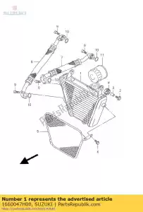 suzuki 1660047H00 enfriador, aceite - Lado inferior