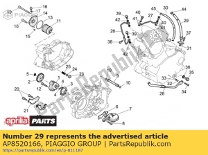 aprilia AP8520166 tubo di uscita dell'olio - Il fondo