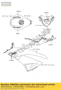 kawasaki 560540504 marca, tanque de combustível, rh, kawasa zx600 - Lado inferior