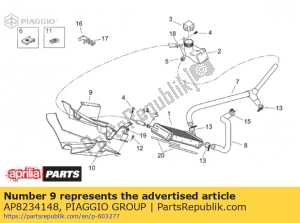 aprilia AP8234148 water cooler upper support - Bottom side