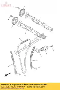 yamaha 901100633500 bout, binnenzeskant - Onderkant