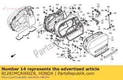 Aqui você pode pedir o moldagem, r. Lateral do alforje inferior * nha27m * (tarugo prata metálico nha27m) em Honda , com o número da peça 81281MCA000ZR: