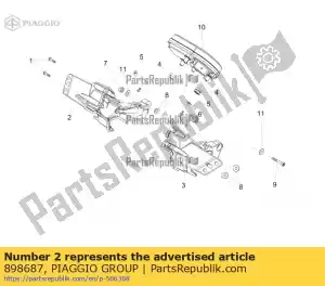 Piaggio Group 898687 suporte direito do painel de instrumentos - Lado inferior