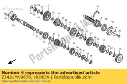 versnelling, c-1 van Honda, met onderdeel nummer 23421MV9670, bestel je hier online: