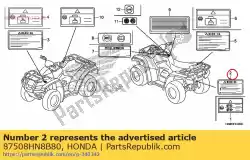 Tutaj możesz zamówić etykieta, zaczep do przyczepy od Honda , z numerem części 87508HN8B80: