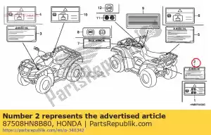 Honda 87508HN8B80 label, trekhaak - Onderkant