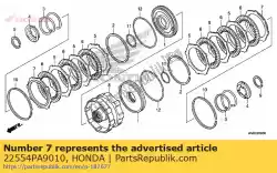 Aqui você pode pedir o placa, extremidade da embreagem (4) (3,2 mm) em Honda , com o número da peça 22554PA9010: