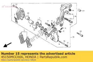 Honda 45150MCC006 pinza subconjunto, - Lado inferior