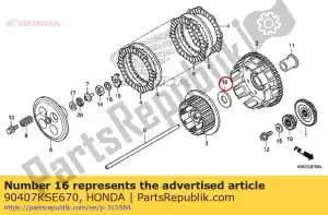 Honda 90407KSE670 arruela, impulso, 17 mm - Lado inferior