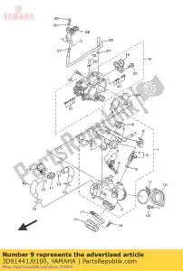 yamaha 3D81441J0100 pijp, geluiddemper - Onderkant