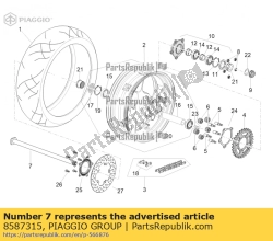 Aprilia 8587315, Rear wheel spindle, OEM: Aprilia 8587315