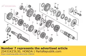 honda 23431KZ3L30 tandwiel, secundaire as tweede (25t) - Onderkant