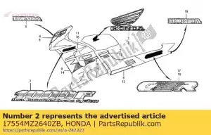 Honda 17554MZ2640ZB marca, l. tanque de combustible * tipo2 - Lado inferior