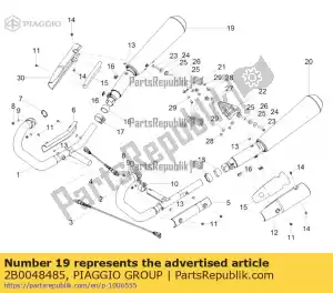 Piaggio Group 2B0048485 rh geluiddemper - Onderkant