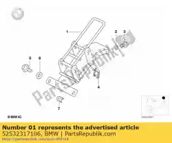 Ici, vous pouvez commander le mécanisme de verrouillage double siège pour radio auprès de BMW , avec le numéro de pièce 52532317106: