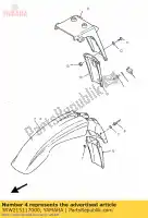 3RW215117000, Yamaha, spatbord, voorkant yamaha xt 600 1992 1993 1994 1995 1996 1997 1998 1999 2000 2002, Nieuw