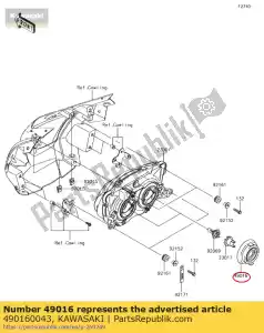 Kawasaki 490160043 couvercle-joint, lampe frontale - La partie au fond