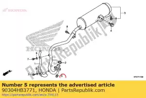 honda 90304HB3771 écrou, spécial, 6mm - La partie au fond