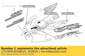 honda 17526MCWD80ZA marca, r. tanque de combustible * tipo1 * (tipo1) - Lado inferior