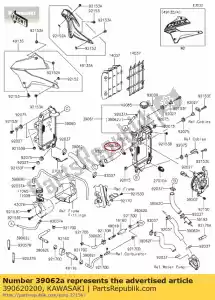 kawasaki 390620200 hose-cooling,rad. lh-rad klx25 - Bottom side