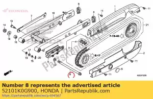 honda 52101K0G900 bout swingarm pivot - Onderkant