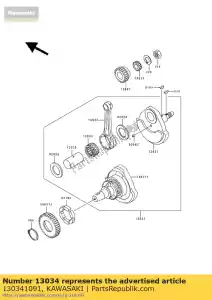 kawasaki 130341091 bearing-big end,b6 bj250-a2 - Bottom side