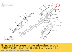 Aprilia 89100200XR3, Guardabarros trasero, OEM: Aprilia 89100200XR3