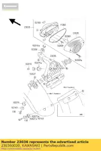 Kawasaki 230360020 lámpara de cola de soporte - Lado inferior