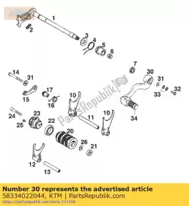 KTM 58334022044 levier de vitesses cpl. egs, duke - La partie au fond