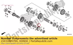 Honda 23431KPH700 engrenage, arbre secondaire seconde (2 - La partie au fond