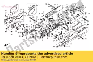 honda 18316MCA003 pièce, r. queue - La partie au fond