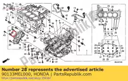 Aqui você pode pedir o parafuso, flange, 8x30 em Honda , com o número da peça 90133MEL000: