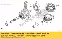 13031HM8003, Honda, set di anelli, pistone (o.s. 0. honda trx250ex sporttrax sportrax trx250x trx250tm trx250tm1 250 , Nuovo