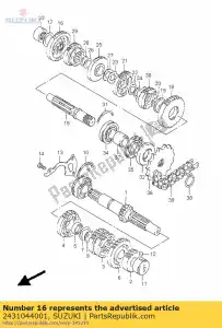 Suzuki 2431044001 engrenagem, 1ª conduzida - Lado inferior