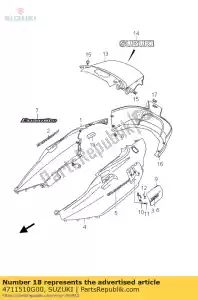 Suzuki 4711510G00 kussen, frame c - Onderkant