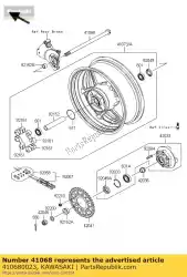 Here you can order the axle,rr from Kawasaki, with part number 410680023: