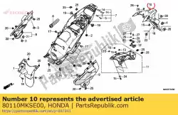 Aquí puede pedir guardabarros trasero de Honda , con el número de pieza 80110MKSE00: