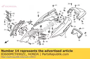 Honda 83600MCT690ZC juego de tapas, rr. cuerpo (wl) - Lado inferior