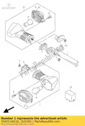 Aqui você pode pedir o conjunto da lâmpada, frente em Suzuki , com o número da peça 3560116G10: