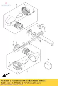 suzuki 3560116G10 conjunto da lâmpada, frente - Lado inferior