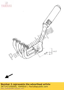 Yamaha 3KT147100000 muffler assy 1 - Bottom side