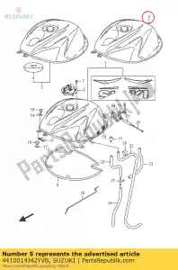 Suzuki 4410014J42YVB tank assy,fuel - Bottom side