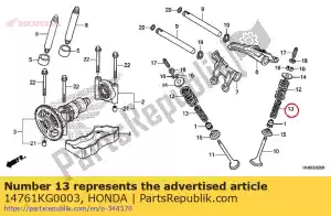 honda 14761KG0003 resorte, válvula interior - Lado inferior