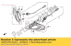 Here you can order the bulb, wedge base (12v 21w) from Honda, with part number 34901MCSG01: