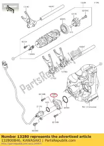 Kawasaki 132800846 soporte, posición del cambio sen - Lado inferior