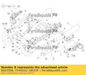 Piaggio Group B063596 proteção térmica cromada do silenciador direito - Lado inferior