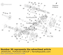 Aprilia 2A000281, 6e versnelling op de sec. z=27, OEM: Aprilia 2A000281