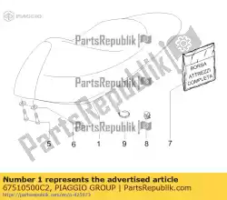 Ici, vous pouvez commander le ensemble de selle auprès de Piaggio Group , avec le numéro de pièce 67510500C2: