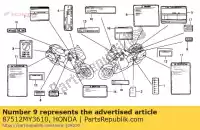 87512MY3610, Honda, etykieta, akcesorium l honda st pan european  a st1100 1100 , Nowy